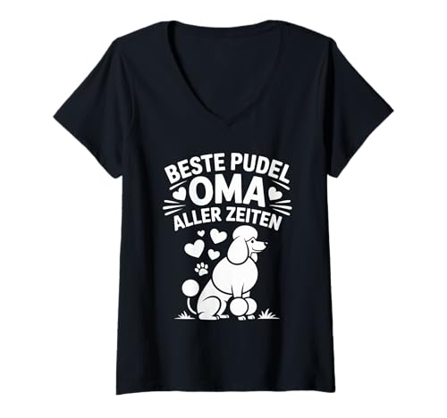 Damen Beste Pudel Oma Aller Zeiten Herz T-Shirt mit V-Ausschnitt Damen Beste Pudel Oma Aller Zeiten Herz T-Shirt mit V-Ausschnitt von Herzliche Pudel Oma Fan Geschenkidee