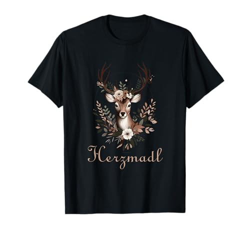 Herzmadl Damen Oktoberfest Volksfest Hirsch Blumen Trachten T-Shirt Herzmadl Damen Oktoberfest Volksfest Hirsch Blumen Trachten T-Shirt von Herzmadl Damen Oktoberfest Volksfest Bayern