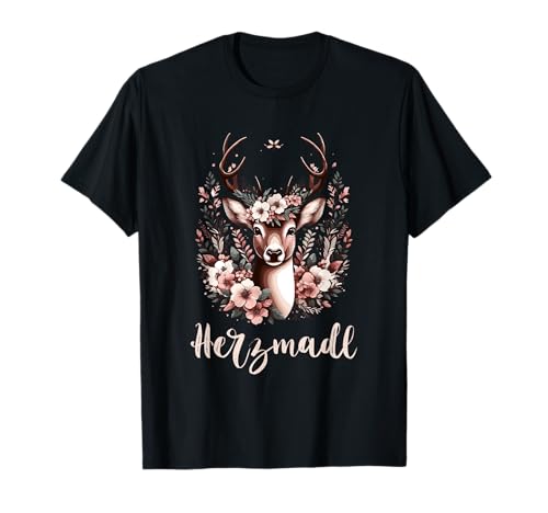 Herzmadl Damen Oktoberfest Volksfest Hirsch Blumen Trachten T-Shirt Herzmadl Damen Oktoberfest Volksfest Hirsch Blumen Trachten T-Shirt von Herzmadl Damen Oktoberfest Volksfest Bayern