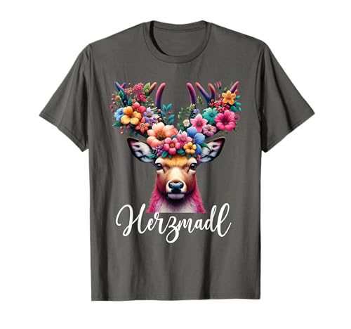 Herzmadl Damen Volksfest Hirsch Blumen Trachten T-Shirt Herzmadl Damen Volksfest Hirsch Blumen Trachten T-Shirt von Herzmadl Damen Volksfest Bayern