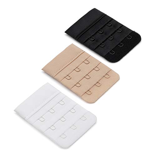 Herzmutter BH-Verlängerung - BH-Extender im Set - Beige-Schwarz-Weiß - 2er/3er-Haken - Gewichtszunahme-Schwangerschaft-Stillzeit - 9000 (3er Haken|3er-Pack) von Herzmutter