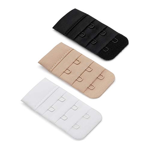 Herzmutter BH-Verlängerung - OekoTex 100 - BH-Extension im Set - Beige-Schwarz-Weiß - 2er/3er-Haken - BH-Verlängerer - Gewichtszunahme-Schwangerschaft-Stillzeit - 9000 (2er Haken|3er-Pack) von Herzmutter