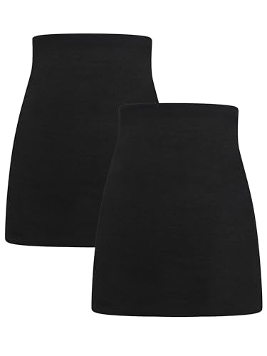 Herzmutter Bauchband-Tube Lang - 2er-Set - Baumwolle - Nierenwärmer-Rückenwärmer-Shirtverlängerung - Umstands-Bauchbänder - 6350 (Schwarz/Schwarz, L) von Herzmutter