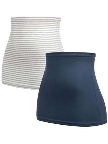 Herzmutter Bauchband-Tube-Nierenwärmer - 2er-Set - Baumwolle - Schwangerschaft-Umstandsmode - Rückenwärmer-Shirtverlängerung - 6300 (Blau/Gestreift, XL) von Herzmutter