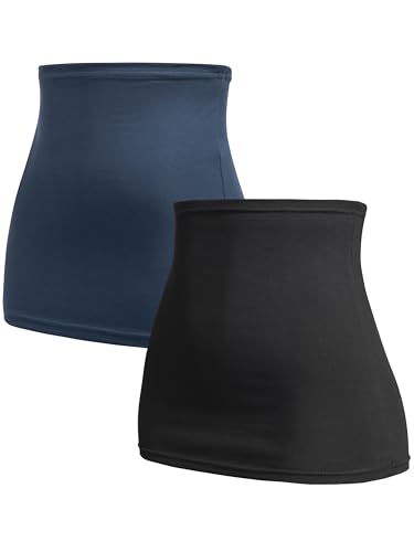 Herzmutter Bauchband-Tube-Nierenwärmer - 2er-Set - Baumwolle - Schwangerschaft-Umstandsmode - Rückenwärmer-Shirtverlängerung - 6300 (Schwarz/Blau, XL) von Herzmutter