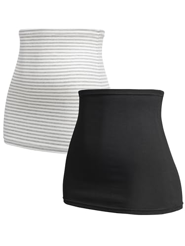 Herzmutter Bauchband-Tube-Nierenwärmer - 2er-Set - Baumwolle - Schwangerschaft-Umstandsmode - Rückenwärmer-Shirtverlängerung - 6300 (Schwarz/Gestreift, XL) von Herzmutter