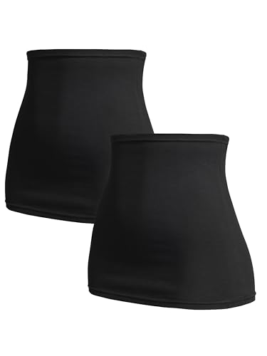 Herzmutter Bauchband-Tube-Nierenwärmer - 2er-Set - Baumwolle - Schwangerschaft-Umstandsmode - Rückenwärmer-Shirtverlängerung - 6300 (Schwarz/Schwarz, XL) von Herzmutter