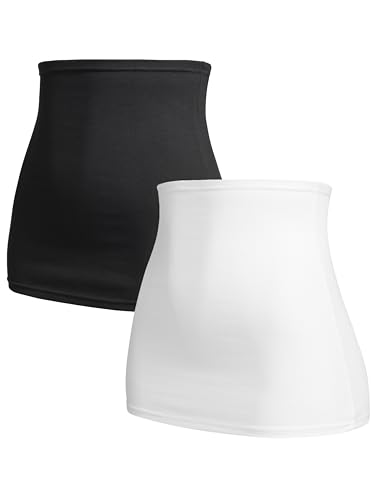 Herzmutter Bauchband-Tube-Nierenwärmer - 2er-Set - Baumwolle - Schwangerschaft-Umstandsmode - Rückenwärmer-Shirtverlängerung - 6300 (Schwarz/Weiß, M) von Herzmutter