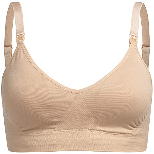 Herzmutter Still BH ohne Bügel - inkl. BH-Verlängerung - herausnehmbare Still-Einlage - Schwangerschaft - gepolstert - 1er Set - 5200 (Beige, XL-XXL) von Herzmutter