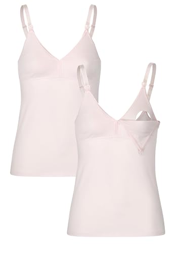 Herzmutter Stilltop Baumwolle - einfache Stillfunktion - integriertes Bustier-BH mit Clip-Verschlüssen - 1er & 2er-Set - 5420 (XL, Rosa, 2X) von Herzmutter