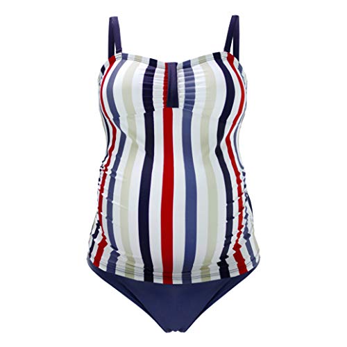 Herzmutter Umstandstankini-Schwangerschaftstankini - Bandeau-Tankini-Set für Schwangere - Zweiteiler-Badeanzug-Bademode - 7000 (M, Bunt) von Herzmutter