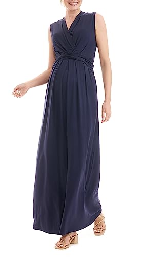 Herzmutter Umstandskleid festlich - Schwangerschaftskleid-Stillkleid - Lang - Maxikleid für Damen - Wickeloptik - 6900 (L, Dunkelblau) von Herzmutter