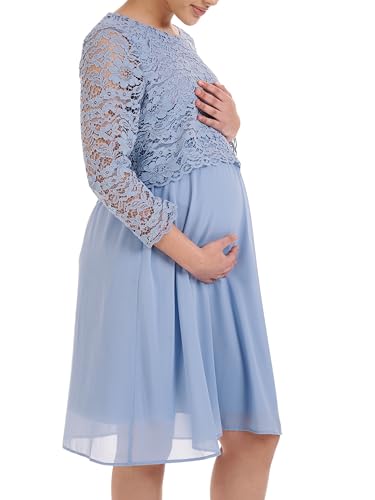 Herzmutter Umstandskleid festlich - Schwangerschaftskleid aus Chiffon-Spitze - Elegant - Hochzeit-Anlässe-Feier - 6400 (XS, Hellblau) von Herzmutter