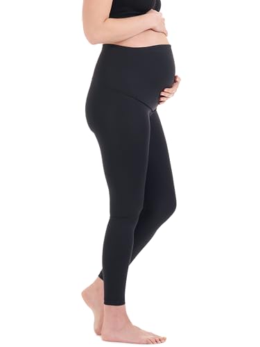 Herzmutter Umstandsleggings Sport - Blickdicht - High Waist - Schwangerschafts-Sportleggings - Keine Nähte auf dem Bauch - elastisch-atmungsaktiv - 8300 (Schwarz, M) von Herzmutter
