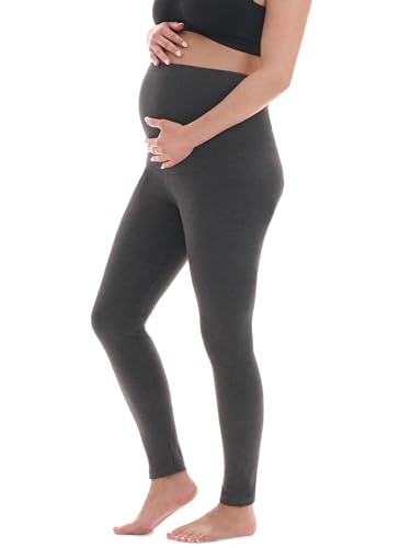 Herzmutter Umstandsleggings Baumwolle OekoTex 100 - Leggings Schwangerschaft - weiche-blickdichte - Umstandsmode Leggings - warmes Material - 1500 (L-XL, Dunkelgrau) von Herzmutter