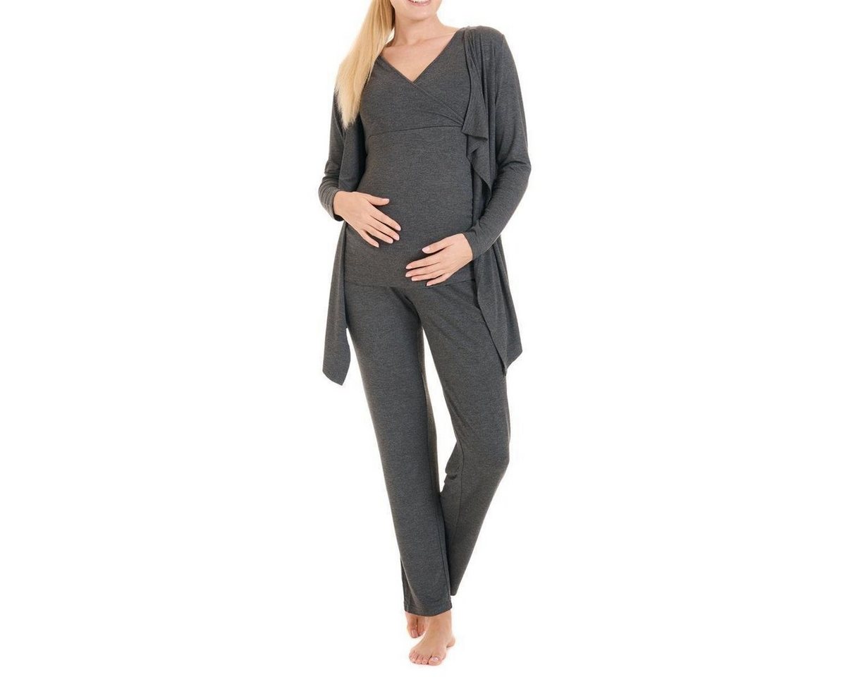 Herzmutter Umstandspyjama Schwangerschaft - Pyjama Set - Homewear - Weich (3 tlg) von Herzmutter