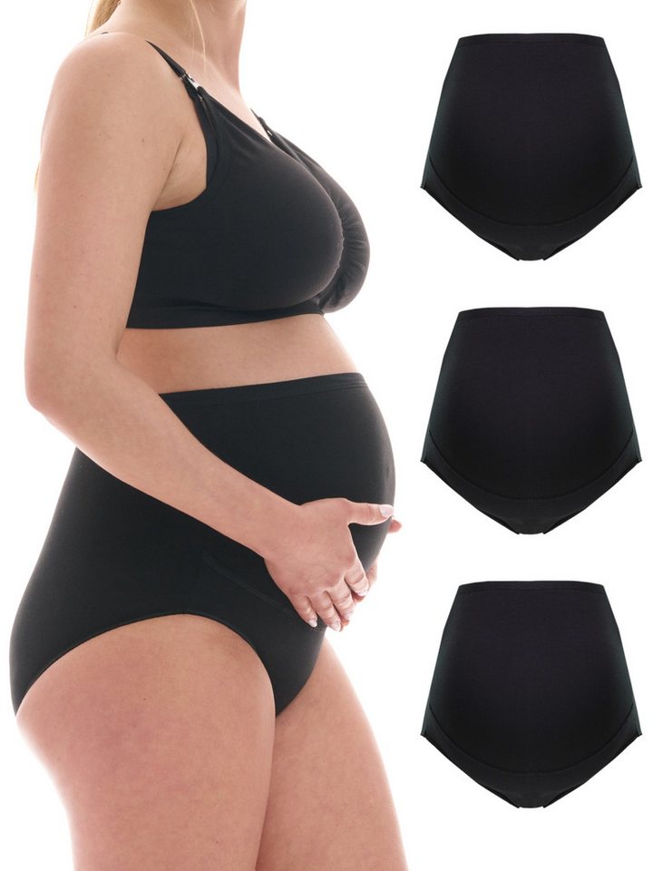 Herzmutter Umstandsslip Baumwoll-Mix - Überbauchslip - Umstandswäsche (3er Pack, 3-St) von Herzmutter