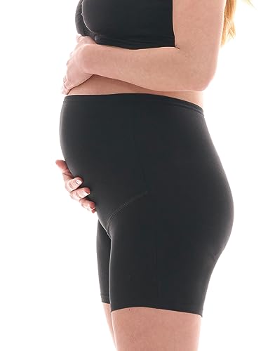 Herzmutter Umstandsslip Baumwolle - Schwangerschaftsslip - Langes Bein - Überbauch-Shorts - Hohe Taille - 1er & 2er-Set - 5000 (XXL, Schwarz) von Herzmutter