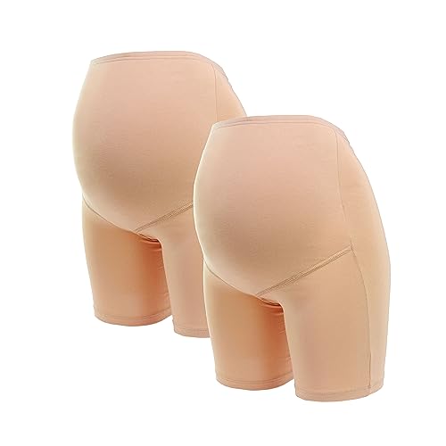 Herzmutter Umstandsslip Baumwolle - Schwangerschaftsslip - Langes Bein - Überbauch-Shorts - Hohe Taille - 1er & 2er-Set - 5020 (L, Beige, 2X) von Herzmutter