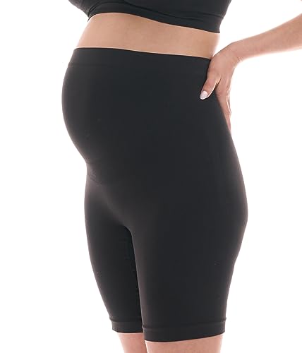 Herzmutter Umstandsslip - Langes Bein - Schwangerschaftsslip - Überbauch-Shorts - Nahtlos-Seamless-Stützend- 1er & 2er-Set - 5500 (L-XL, Schwarz) von Herzmutter