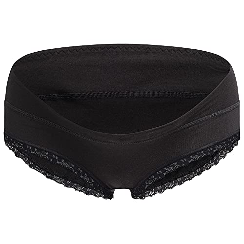 Herzmutter Umstandsslip-Schwangerschaftsslip - Unterbauch - Unterwäsche für Damen - Baumwoll-Mix - 1er & 3er-Set - 5700 (Schwarz Spitze, XL) von Herzmutter