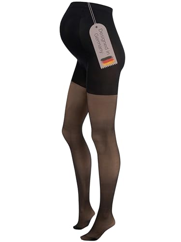 Herzmutter Umstandsstrumpfhose 20DEN - transparent-matte-soft - Schwangerschaftsstrumpfhose - Hautfarben-Beige-Schwarz - 1er & 2er-Set - 1200 (L-XL, Schwarz) von Herzmutter