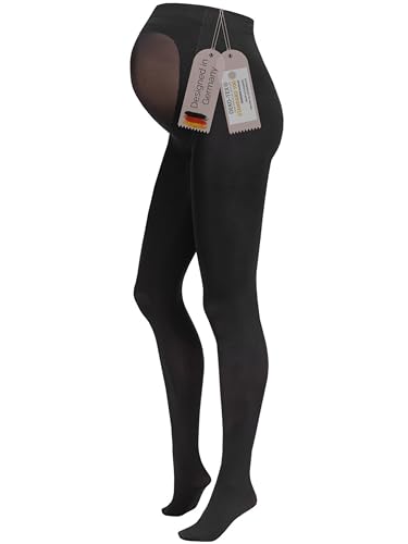 Herzmutter Umstandsstrumpfhose 80DEN - Blickdicht-Matt - Schwarze Schwangerschaftsstrumpfhose - OekoTex 100-1er & 2er-Set - 1300 (L-XL, Schwarz) von Herzmutter