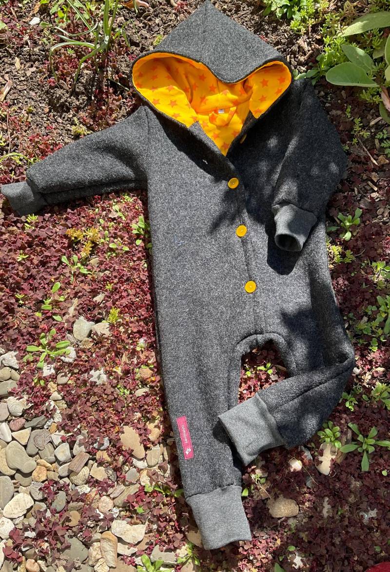 Overall Anzug Wollwalk "Pati Enten" Anthrazit Gr. 74 von HerznahtVonAntje