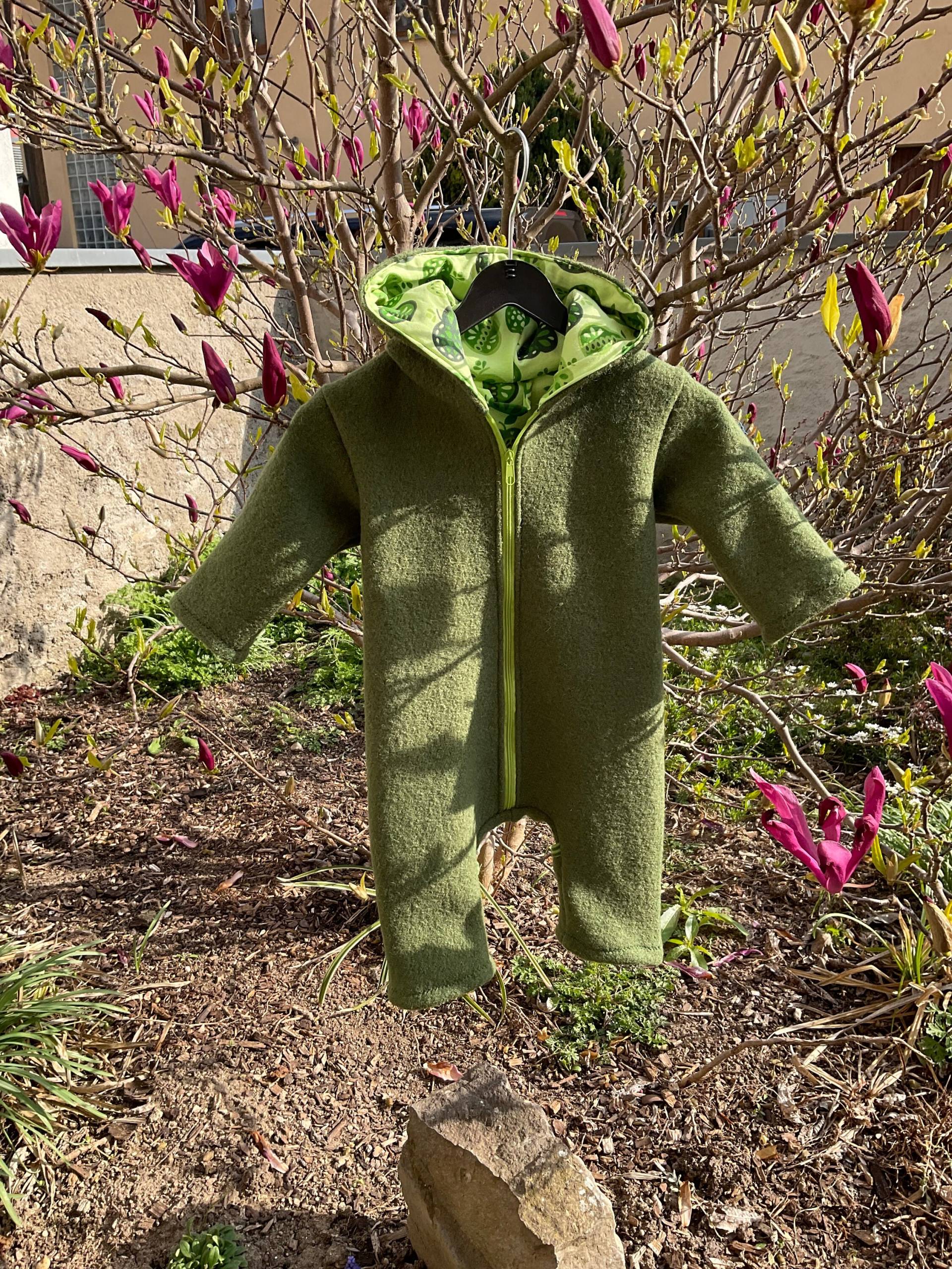 Wollwalk Anzug Overall "Pati Enten" Jägergrün Gr. 62 von HerznahtVonAntje