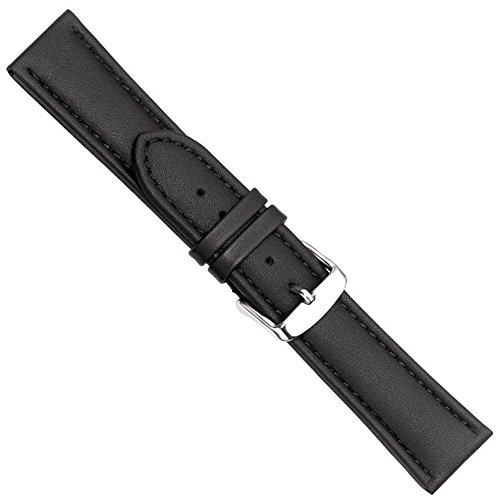 Big Size Uhrenarmband Kalbsleder Band Schwarz 20897S, Stegbreite:24mm von Herzog