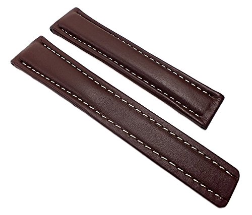 Bioleder Uhrenarmband Braun für Faltschließe passend zu Breitling 21920F, Anstoß:22 mm von Herzog