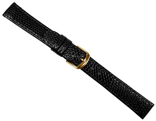 Herzog Eidechsenprägung Uhrenarmband Kalbsleder schwarz 20549G, Stegbreite:10mm von Herzog