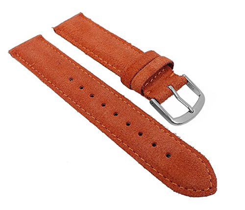 Herzog Uhrenarmband Sylt Veloursleder Band Orange 26770S, Stegbreite:20mm von Herzog