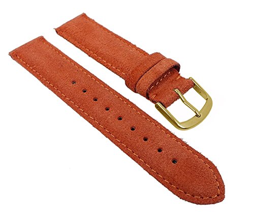 Herzog Uhrenarmband Sylt Veloursleder Band Orange 26771G, Stegbreite:20mm von Herzog