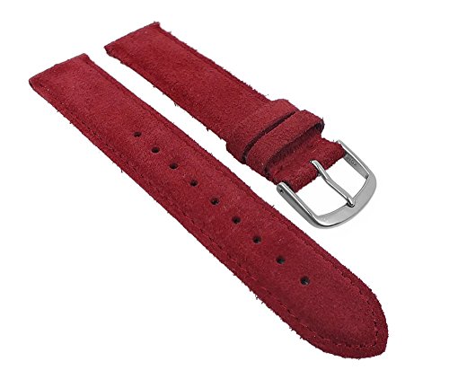 Herzog Uhrenarmband Sylt Veloursleder Band Rot 26768S, Stegbreite:20mm von Herzog