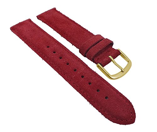 Herzog Uhrenarmband Sylt Veloursleder Band Rot 26769G, Stegbreite:20mm von Herzog