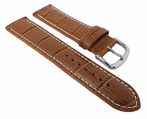 Herzog Uhrenarmband Kalbsleder Louisiana Sport | Ersatzband 18mm - Farbvarianten mit Kontrastnaht, Farbe:Hellbraun von Herzog