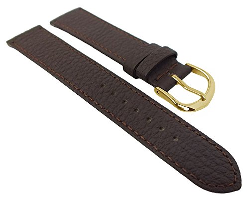 Herzog Uhrenarmband Kalbsleder Standard | Ersatzband braun 29093, Stegbreite:14mm, Schließe:Gelbgolden von Herzog