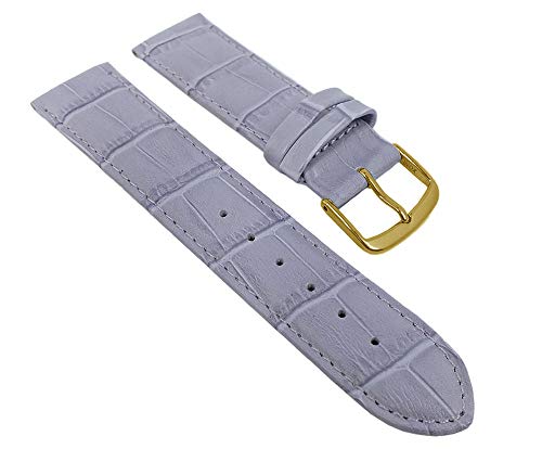 Louisiana Print Ersatzband Uhrenarmband Kalbsleder Lavendel 27726, Stegbreite:22mm, Schließe:Gelbgolden von Herzog