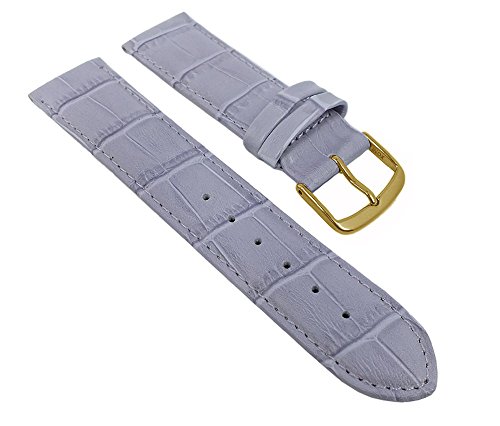 Louisiana Print Ersatzband Uhrenarmband Kalbsleder Lavendel 27726, Stegbreite:14mm, Schließe:Silbern von Herzog