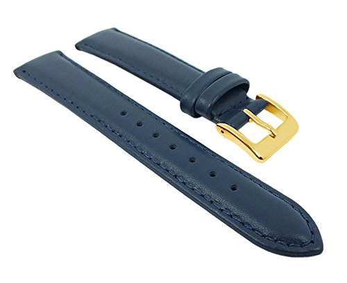 Herzog Uhrenarmband Seidenkalb Leder Band Blau 26708G, Stegbreite:14mm von Herzog