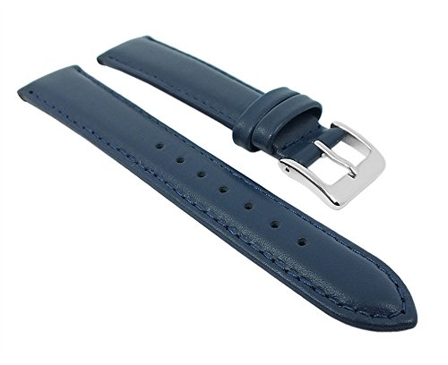 Herzog Uhrenarmband Seidenkalb Leder Band Blau 26707S, Stegbreite:22mm von Herzog