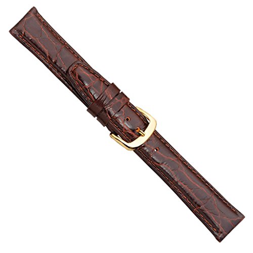 Herzog Krokoprägung Uhrenarmband Kalbsleder Band Braun 20907G, Stegbreite:14mm von Herzog