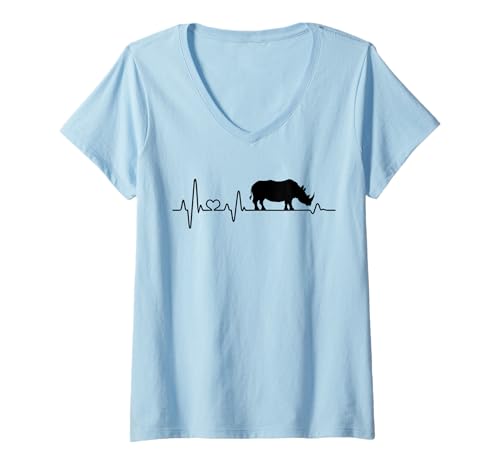 Damen Nashorn Herzschlag Herzfrequenz Pulsschlag Afrika Safari T-Shirt mit V-Ausschnitt Damen Nashorn Herzschlag Herzfrequenz Pulsschlag Afrika Safari T-Shirt mit V-Ausschnitt von Herzschlag Nashorn Geschenke Nashornliebhaber 29