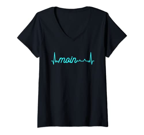Damen Herzschlag Moin Schriftzug Norddeutsches T-Shirt mit V-Ausschnitt Damen Herzschlag Moin Schriftzug Norddeutsches T-Shirt mit V-Ausschnitt von Herzschlag Norddeutschland Outfit