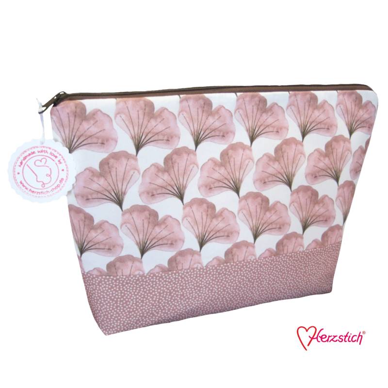 Kulturtasche "Ginkgo Rosa" von Herzstich