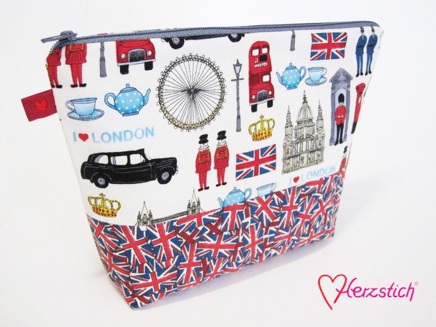 Kulturtasche "I Love London" von Herzstich