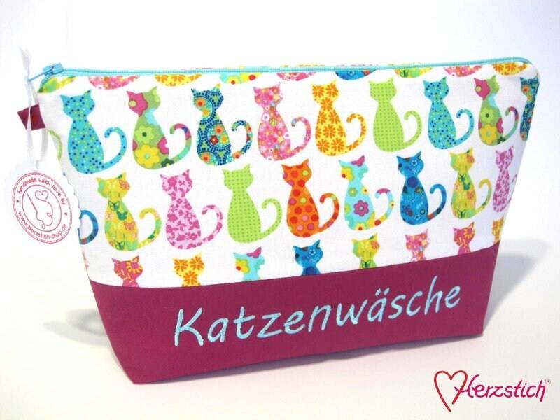 Kulturtasche "Katzenwäsche" Magenta Kulturtasche "Katzenwäsche" Magenta von Herzstich