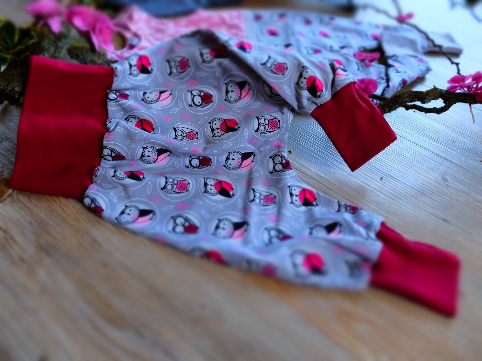 Größe 80 - 86, Kinderpumphose, Eulen, Mädchen, Jersey von HerzstichKreationen