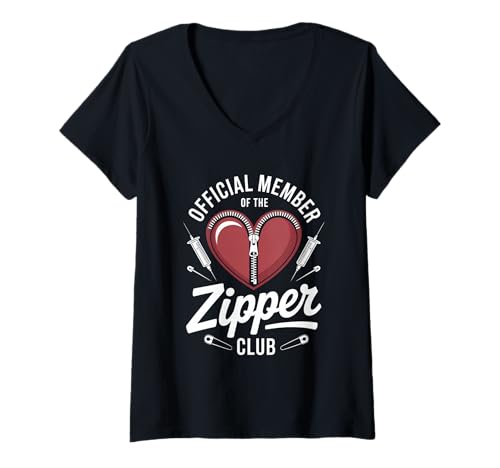Damen Herzoperation Official Member of The Zipper Club T-Shirt mit V-Ausschnitt Damen Herzoperation Official Member of The Zipper Club T-Shirt mit V-Ausschnitt von Herztransplantation Herzgesundheit